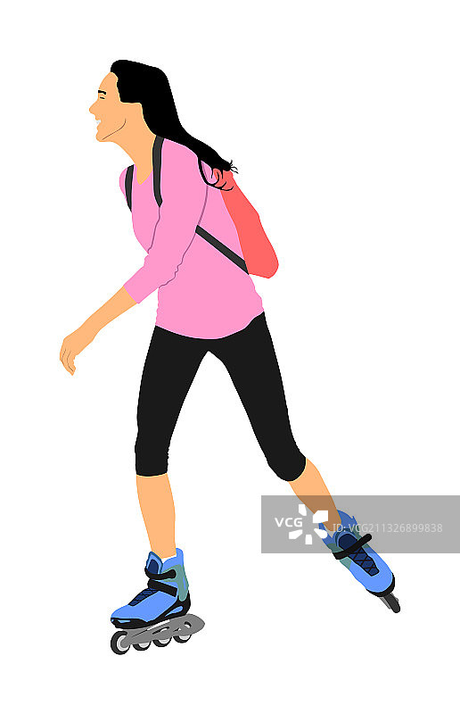 公园里滑旱冰的女孩图片素材