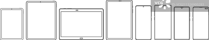 平板电脑和手机线框轮廓图标图片素材