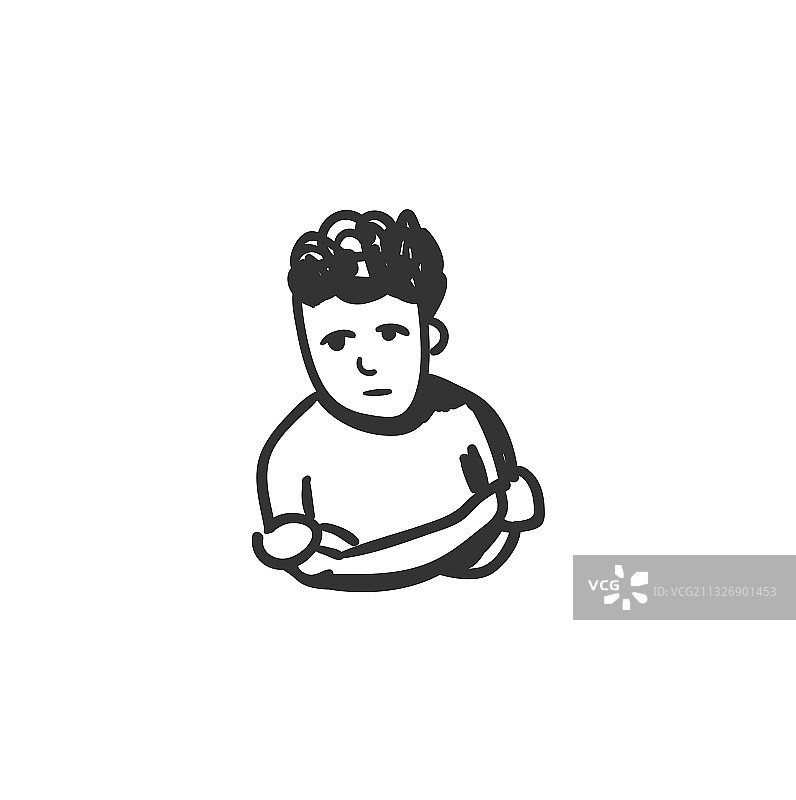 孤独感图标线稿图图片素材