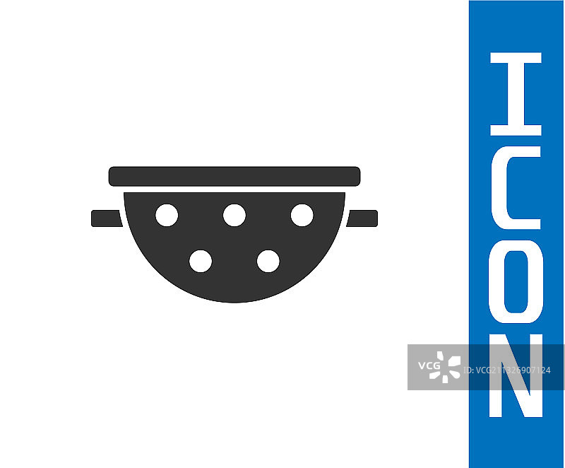 白色背景上的灰色厨房滤锅图标图片素材