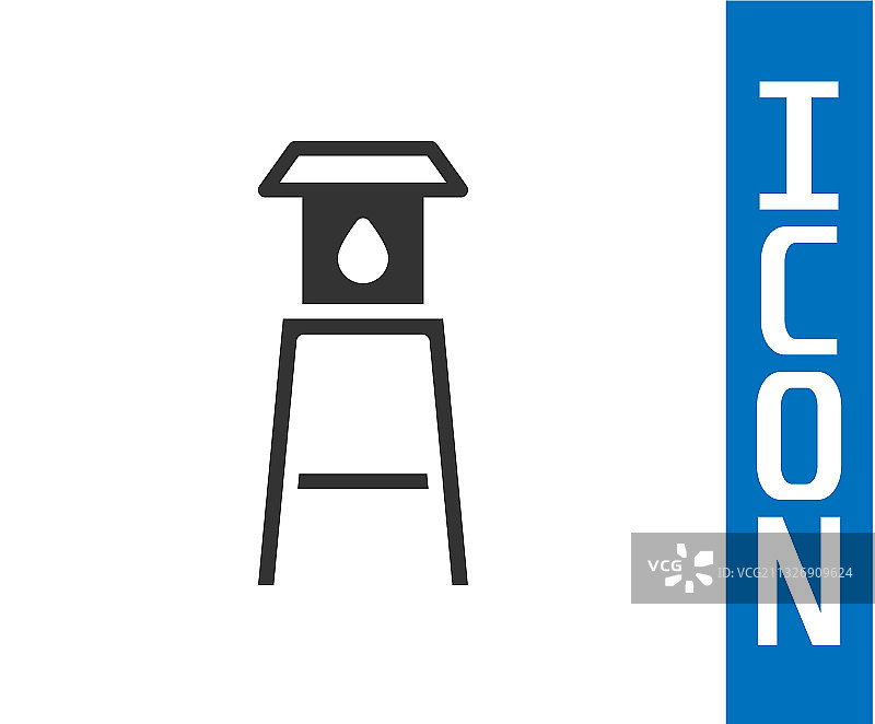 白色背景上的灰色水塔图标图片素材