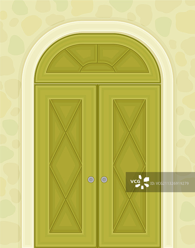 带有菱形装饰的绿色双开门图片素材