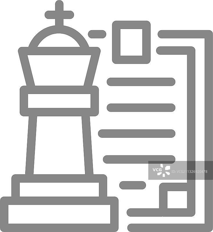 带剪贴板线条图标棋盘游戏的国王象棋图片素材