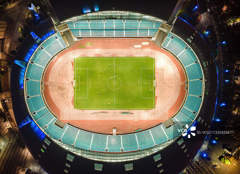 航拍江苏常州奥林匹克体育中心城市夜景图片素材