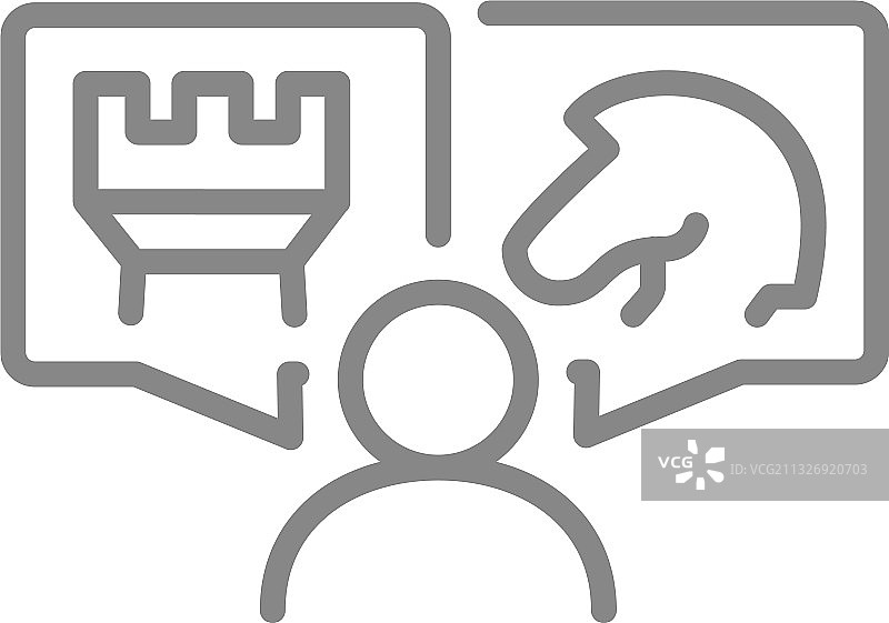 带有骑士和城堡国际象棋的语音气泡人像图片素材