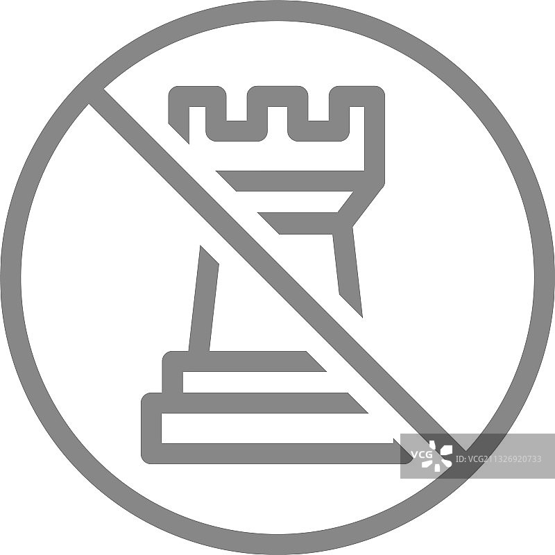 带有车棋线条图标棋盘的禁止标志图片素材
