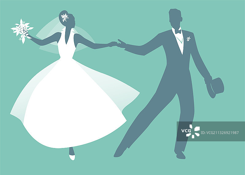 穿着复古的优雅婚礼情侣图片素材