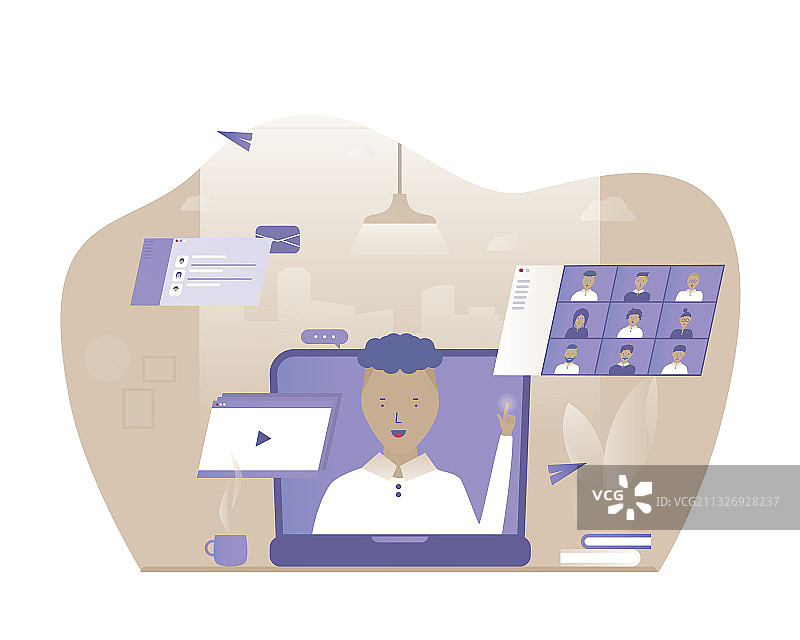 在家线上办公的男人图片素材