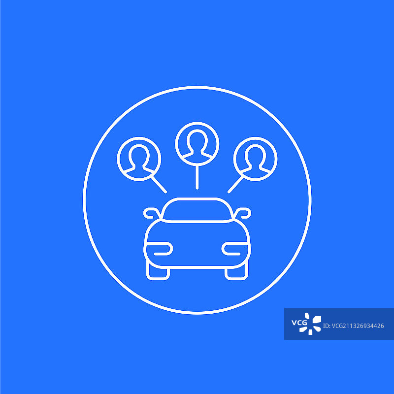 带用户和汽车的汽车共享线性图标图片素材