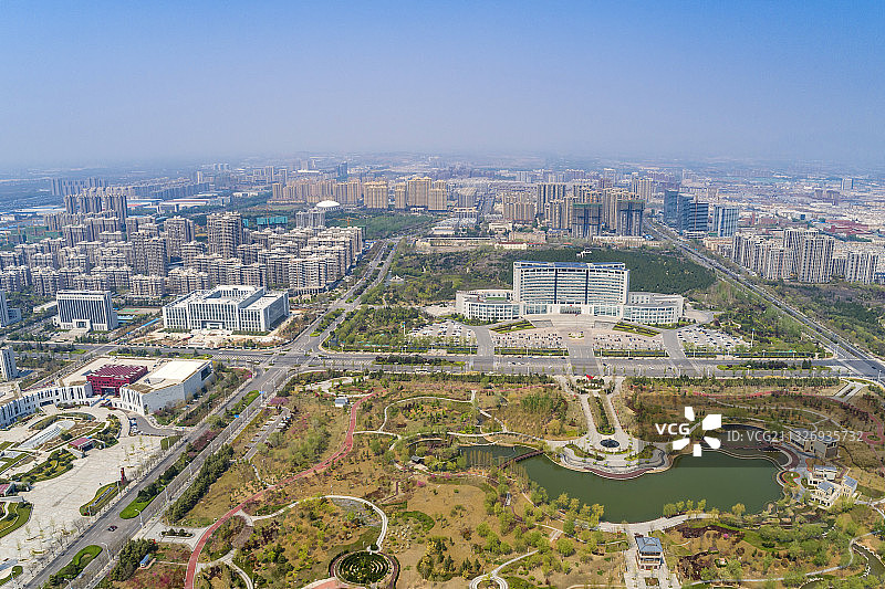 济南章丘新时代文明实践主题公园航拍图片素材