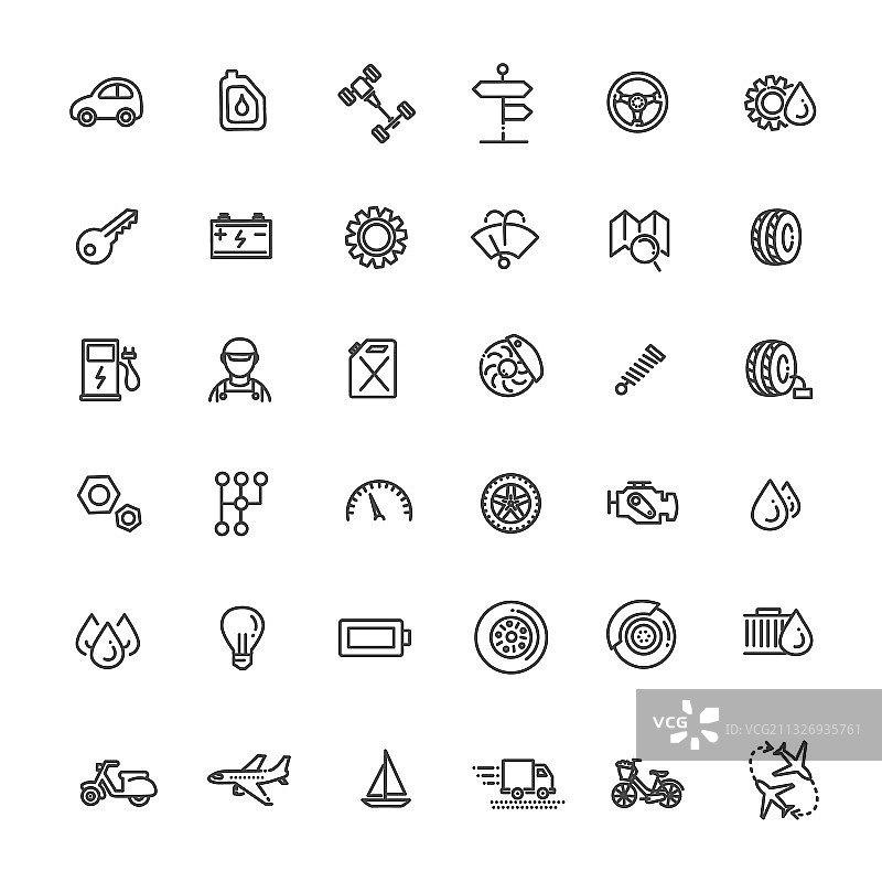 交通图标细线设计图片素材