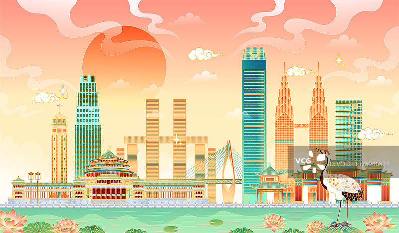 重庆地标建筑矢量插画图片素材