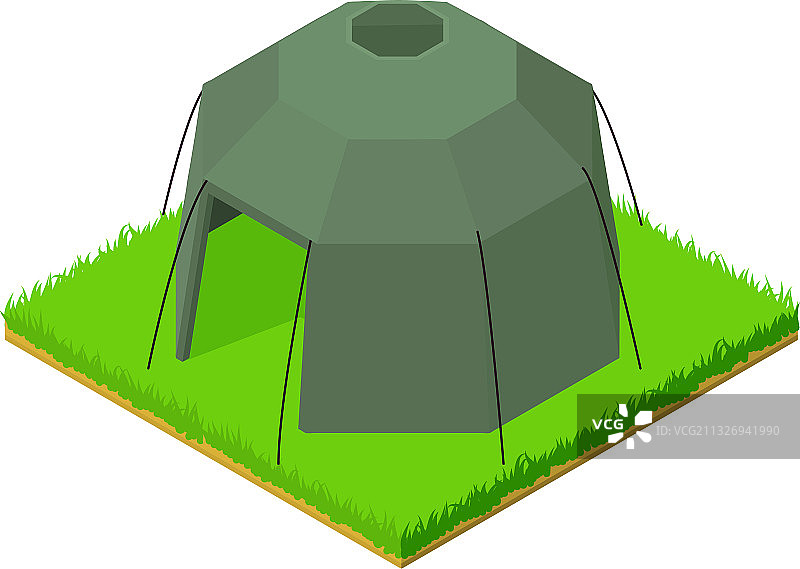 军用帐篷等距风格图标图片素材