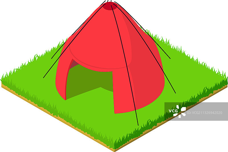 红色帐篷图标2.5D风格图片素材