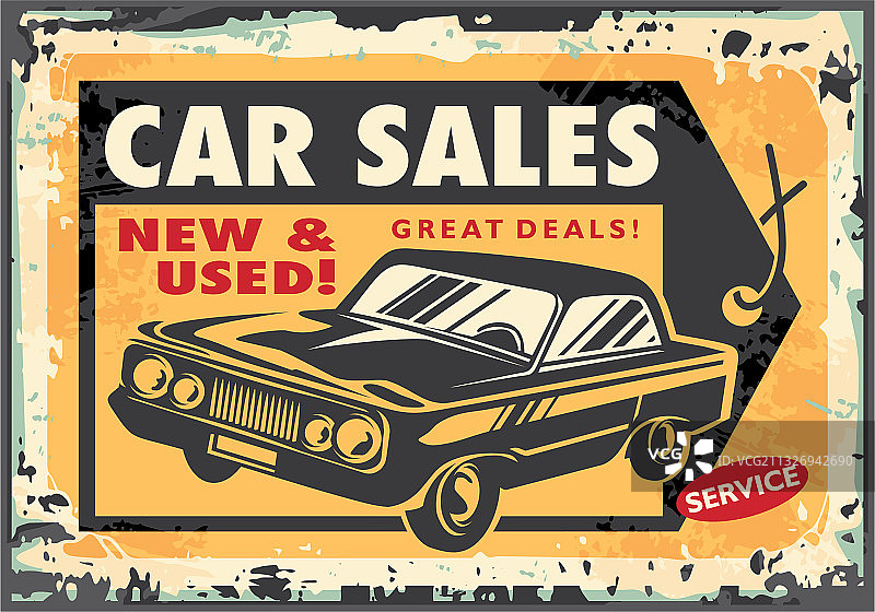 汽车销售复古标志图片素材