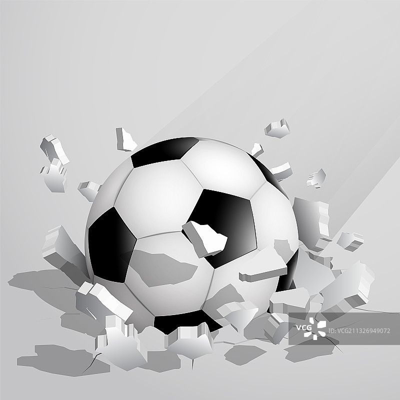 高速撞击地面的足球图片素材