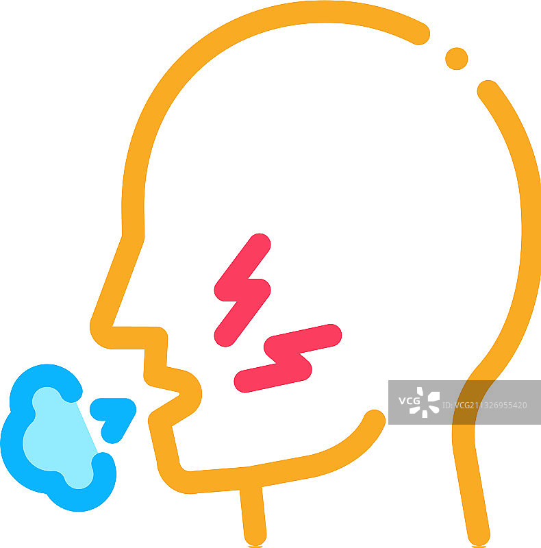 哮喘咳嗽彩色图标图片素材