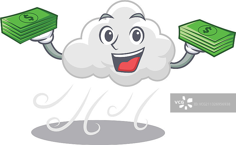 富有的多云大风卡通人物图片素材
