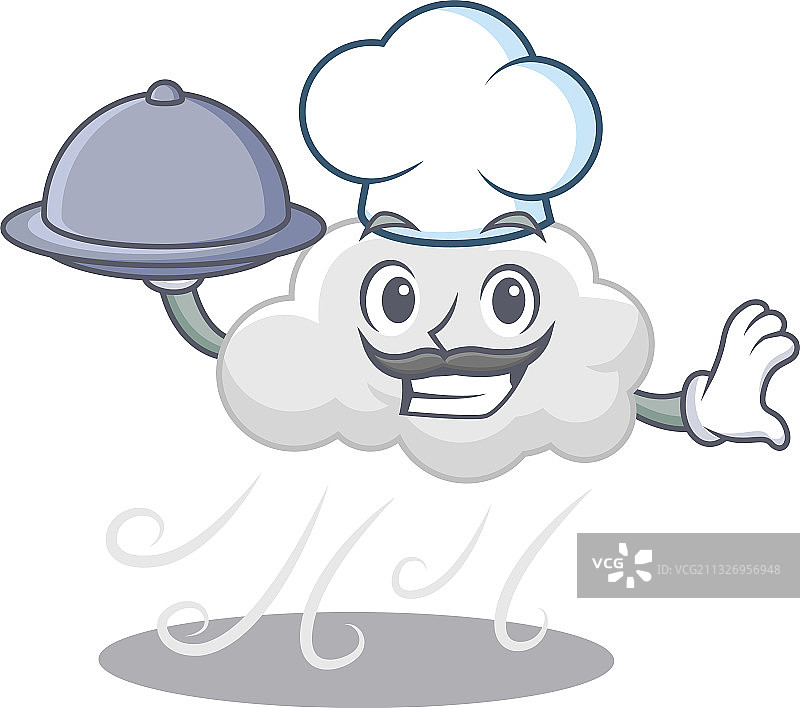 阴天多风的厨师卡通人物在供应食物图片素材