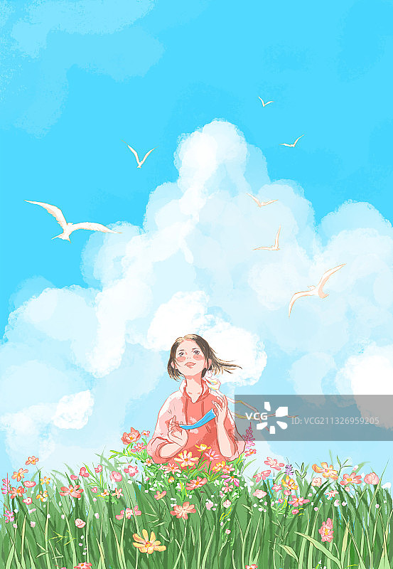 摘下口罩的女孩图片素材