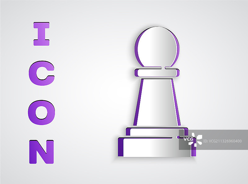 灰色背景上的剪纸国际象棋图标图片素材