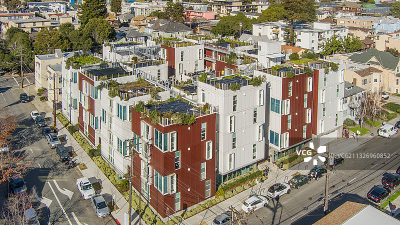 北加州航拍在建公寓大楼图片素材