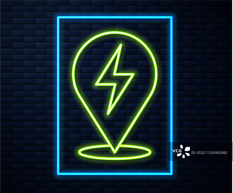 发光的霓虹灯闪电符号图片素材