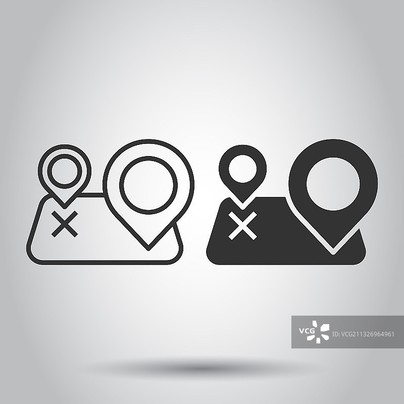 地图大头针图标在平面风格的GPS导航上图片素材