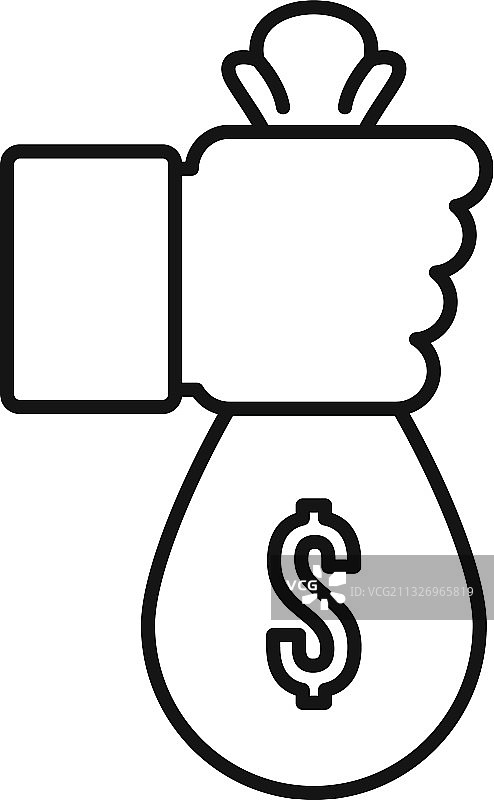 贿赂钱袋图标轮廓样式图片素材