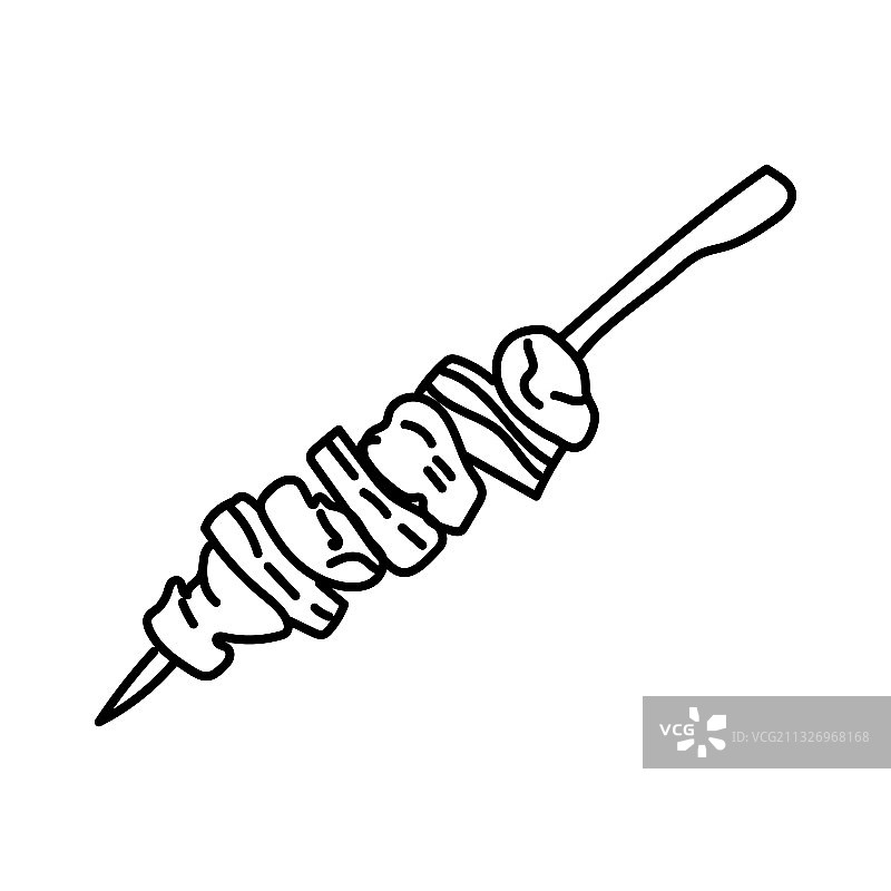 手绘烤鸡肉串图标图片素材