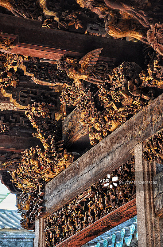 广东潮州己略黄公祠 潮州木雕图片素材