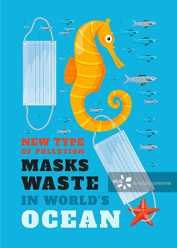 海洋污染中的口罩图片素材