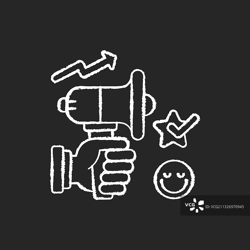 黑色背景上的商业广告粉笔白色图标图片素材