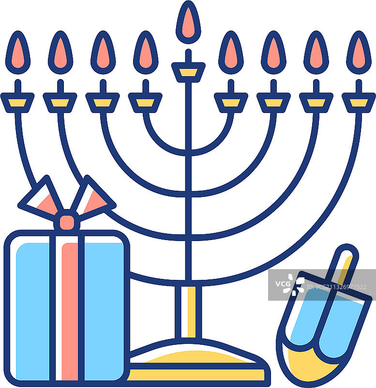 九枝烛台RGB颜色图标图片素材