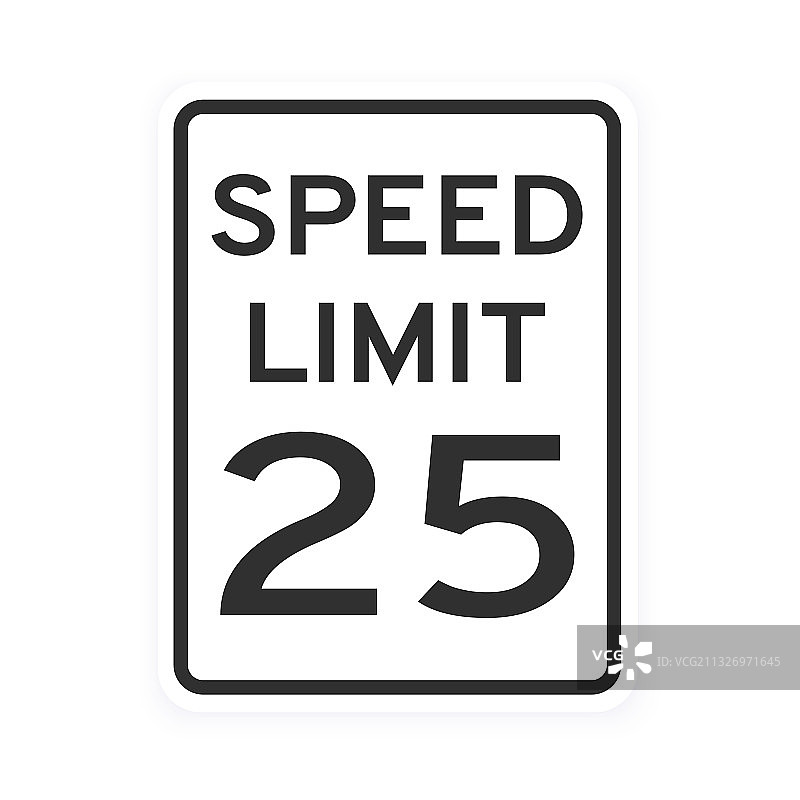 限速25道路交通图标（扁平风格）图片素材