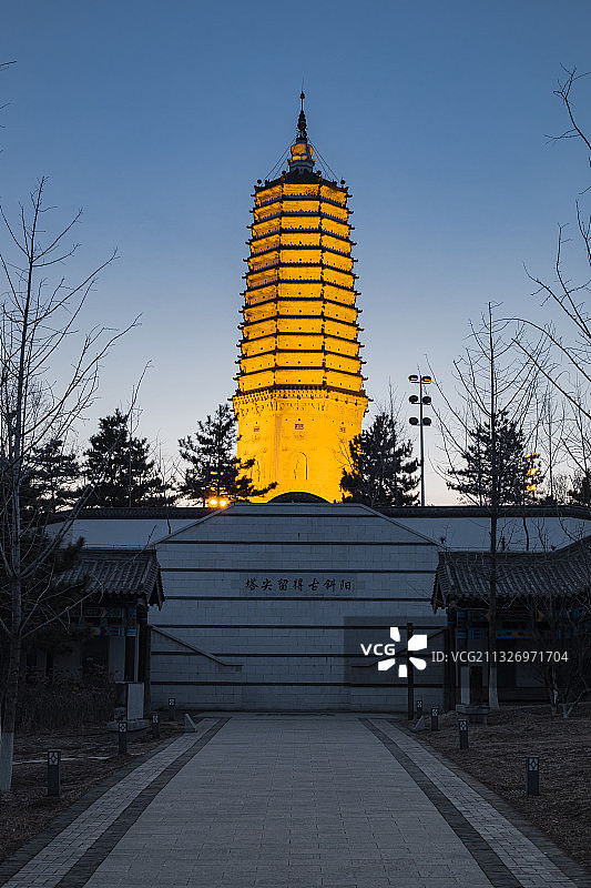 沈阳古塔夜景图片素材