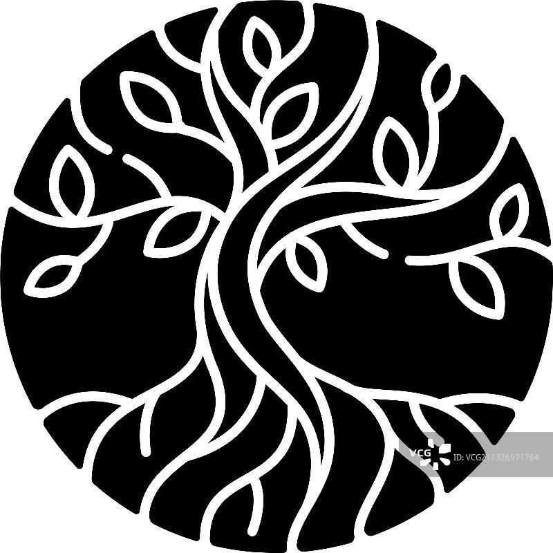 生命之树黑色字形图标图片素材