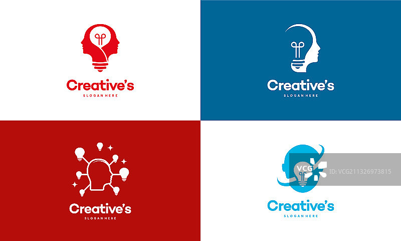 具有灯泡概念的创意人士Logo图片素材