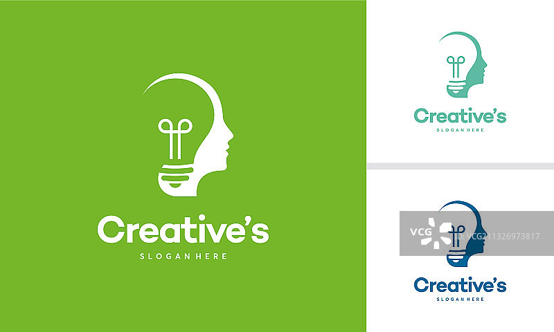 具有灯泡概念的创意人士Logo图片素材