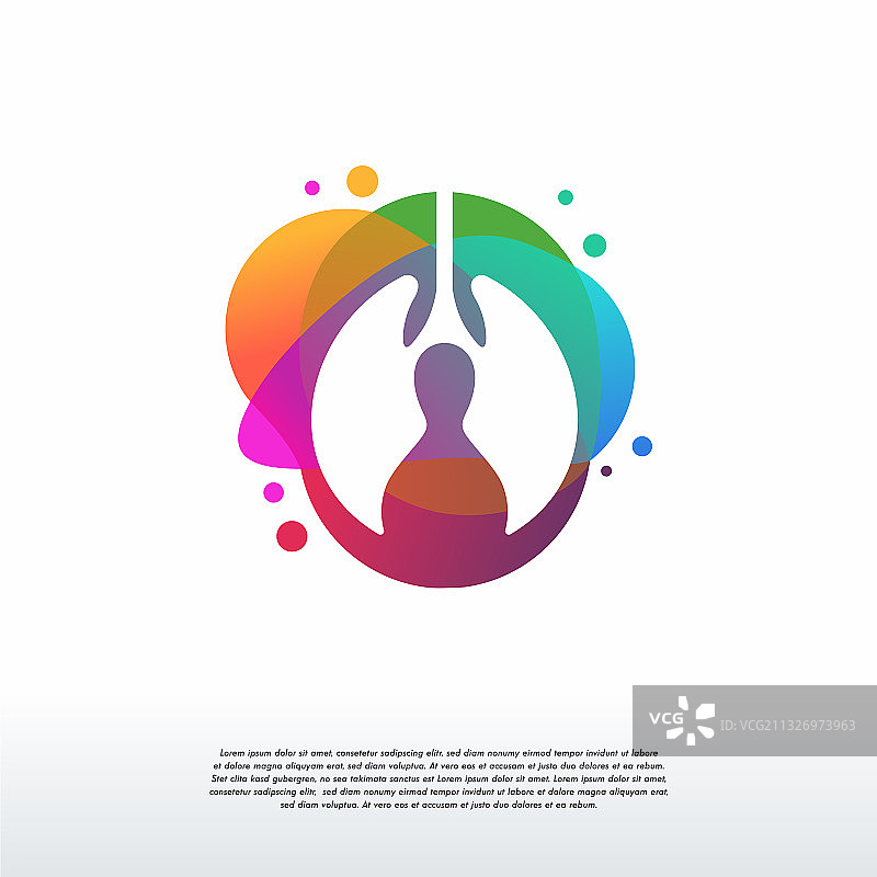 彩色肺部健康logo设计图片素材