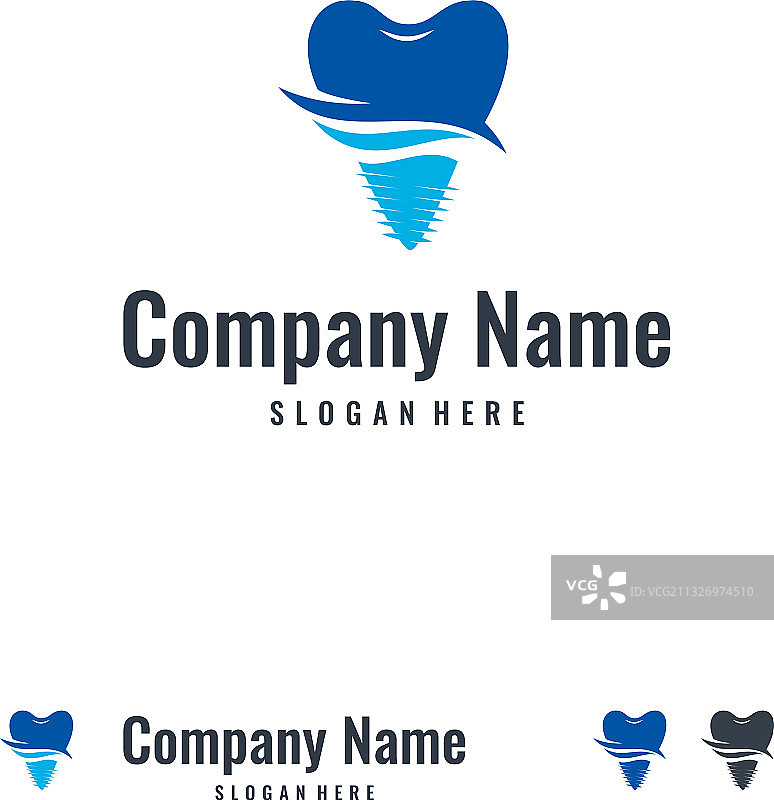 牙科植入物标志设计概念：牙科护理图片素材