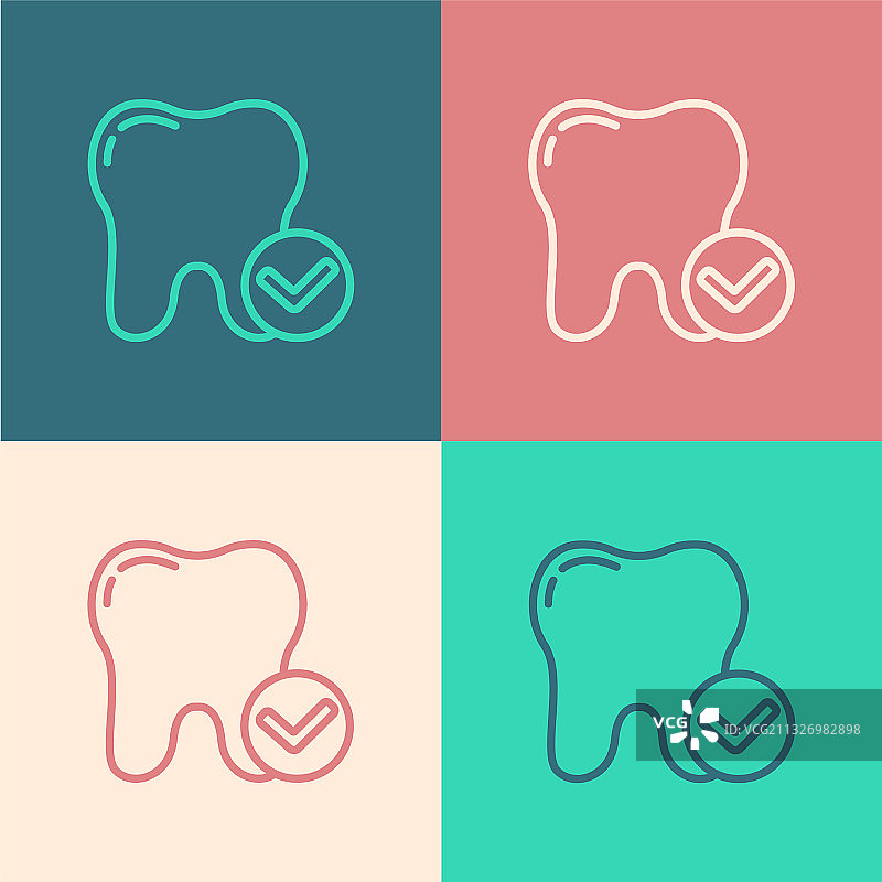 牙齿美白概念波普艺术风格线条图标图片素材