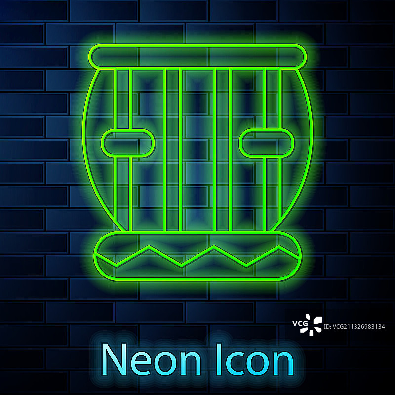 发光霓虹线印度塔布拉鼓图标图片素材