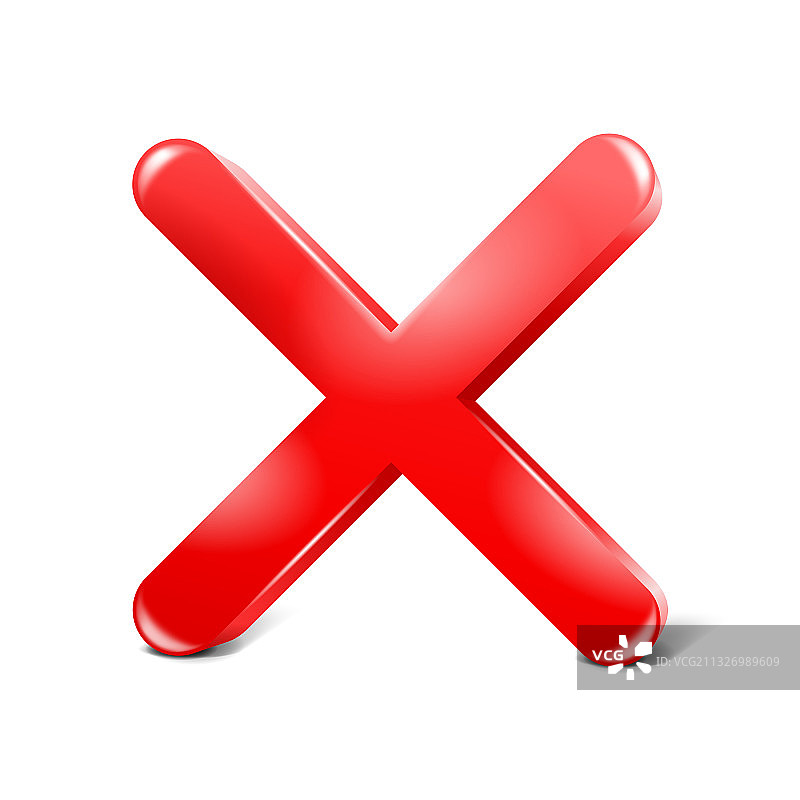 3D红色光面X符号图片素材
