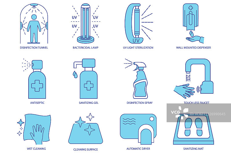 消毒图标：清洁和消毒表面图片素材