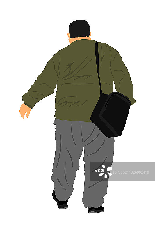 胖男人户外健步运动图片素材