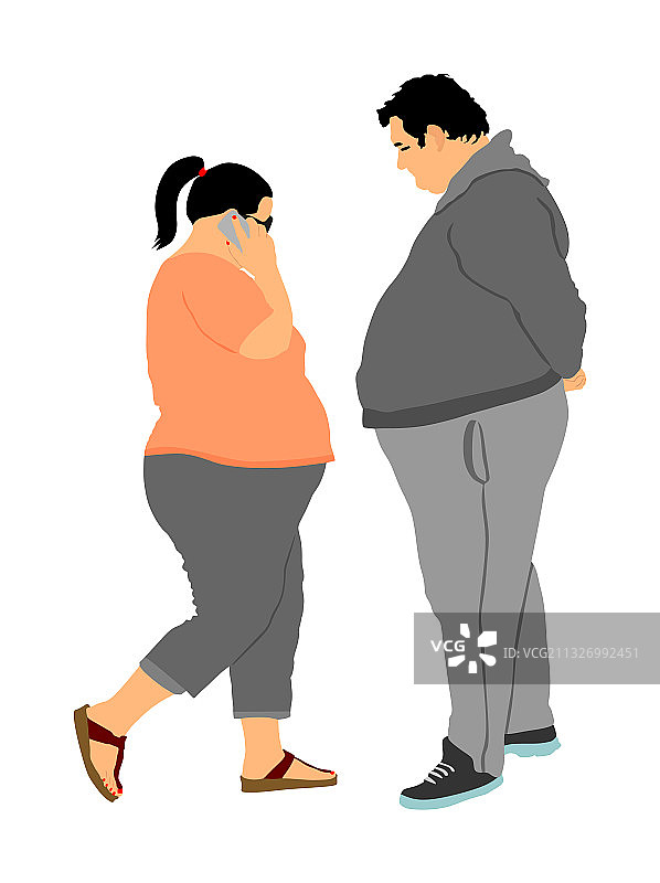胖夫妇在约会胖男人和胖女人图片素材