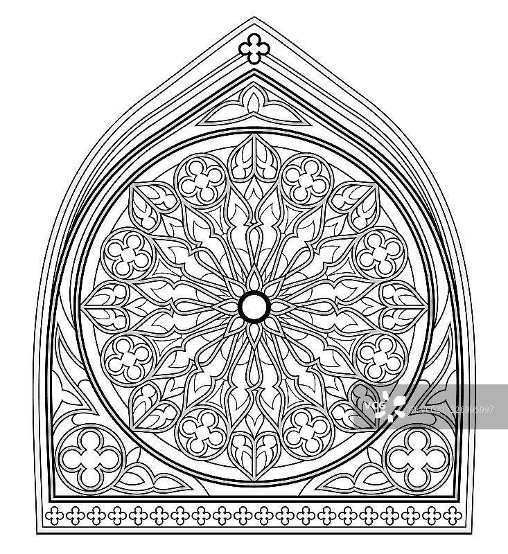 美丽的哥特式玫瑰花窗图片素材