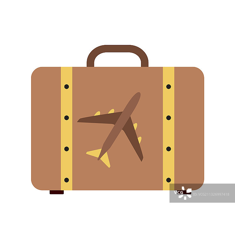 带有飞机的行李箱图标图片素材