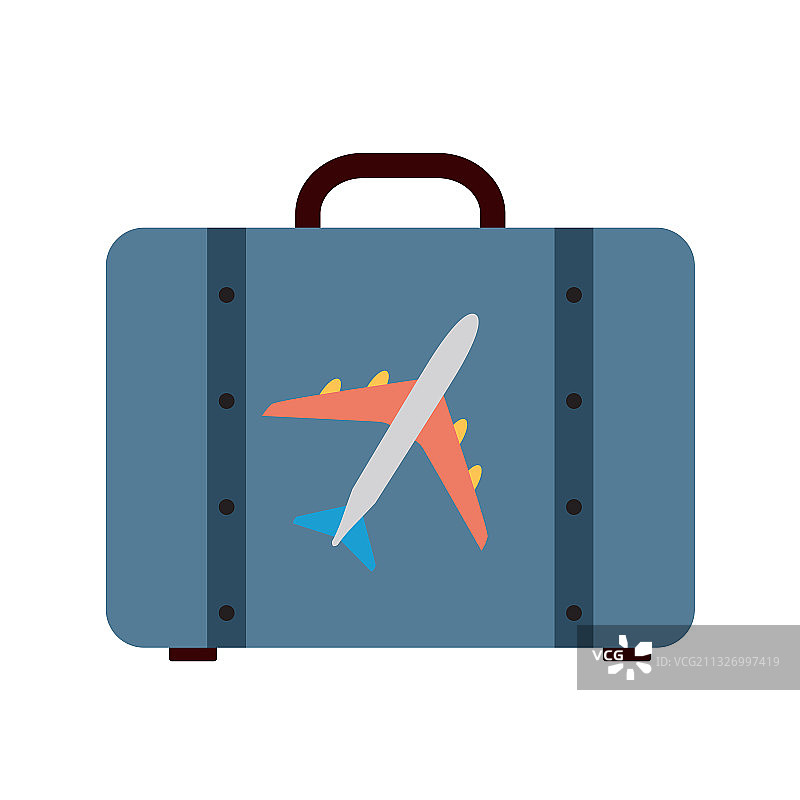 带有飞机的行李箱图标图片素材